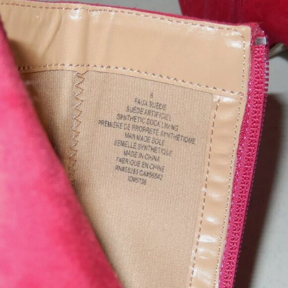 New Express Bootie Boots Size 6 Pink Red Faux Suede High Heel Ankle $69 NWT - Picture 8 of 8
